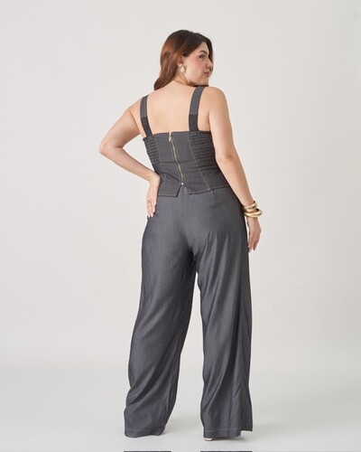 Fotocropped corset denim spandex upper