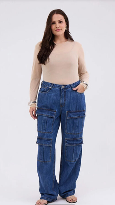 Foto calca cargo jeans 4 bolsos frontais izzat