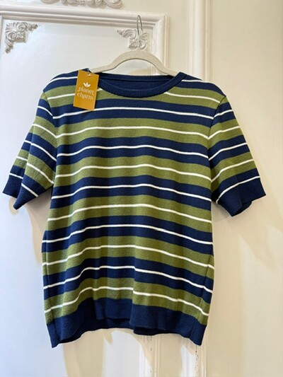 Foto blusa tricot listras manga curta licia planet