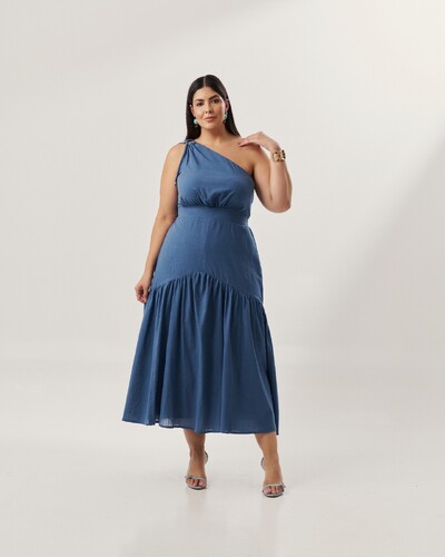 Foto vestido midi colise algodao quebela