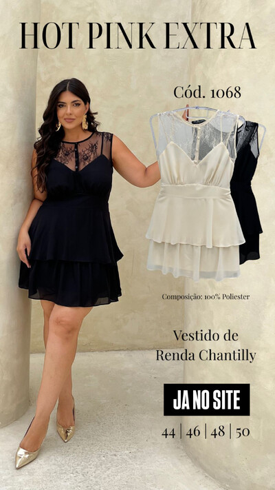 Foto vestido renda chantily hotpink