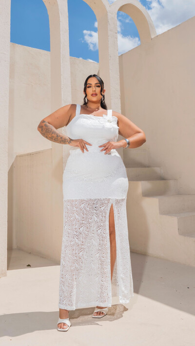 Foto pre venda vestido longo arrastao com fenda rosamili