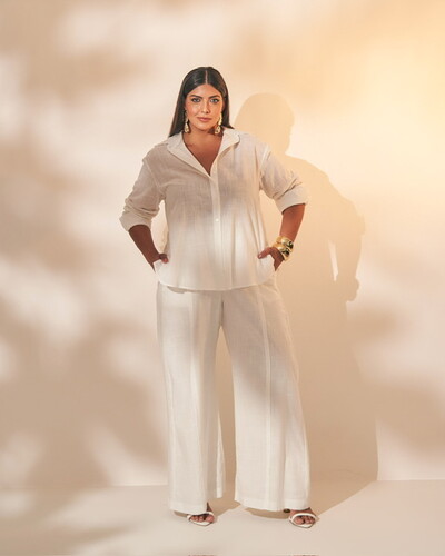 Foto conjunto camisa e calca linho quebela