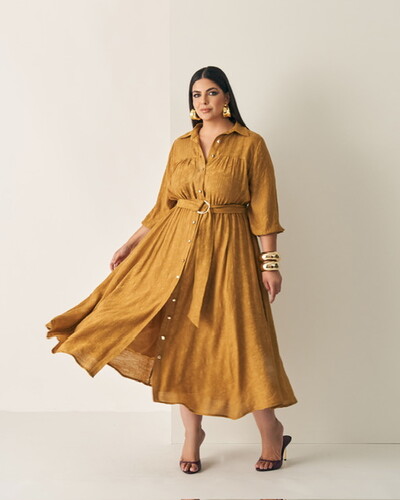 Foto vestido chemise midi paisley quebela