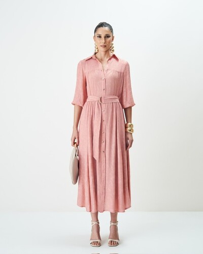 Fotovestido chemise midi paisley quebela