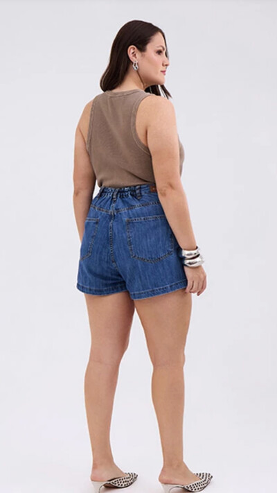 Fotoshorts jeans confort feminino plus izzat