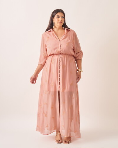 Foto Vestido cibele azul botoes liso kayla