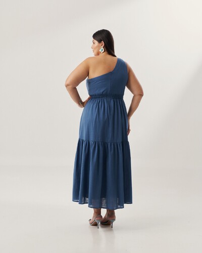 Fotovestido midi colise algodao quebela