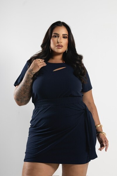 Fotopre venda conjunto malha canelada cut aconchego milan