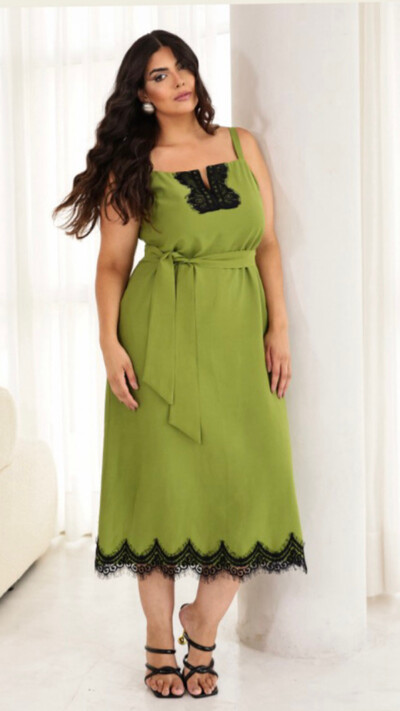 Foto Vestido viscose com renda paola upper