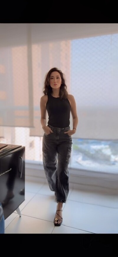 Foto calca jeans barrel black extonada cargo style