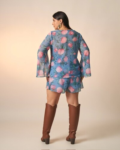 Fotoshorts chiffon floral celeste kayla