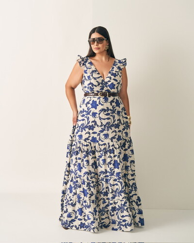 Fotovestido longo amalfi estampado quebela