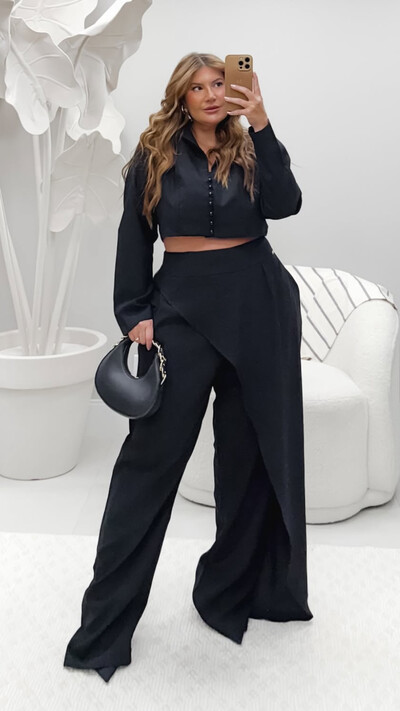 Foto Pre venda conjunto camisa + calca assimetrica marrant rosamili