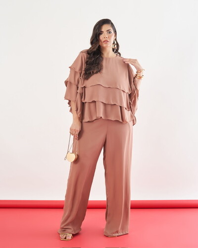 Foto Calca ariele longo chiffon crepe e shorts forro kayla