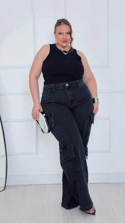 FotoCalca jeans double cargo black