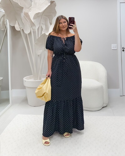 Foto pre venda vestido longo poa bellah