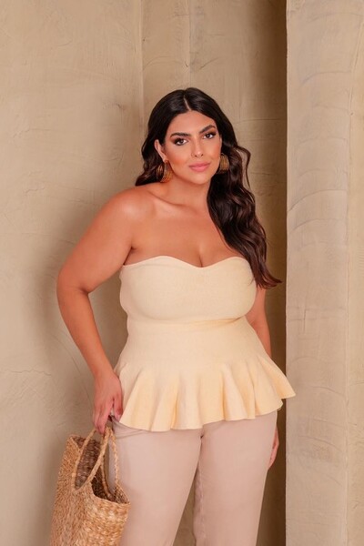 Foto blusa peplum tricot modal planet
