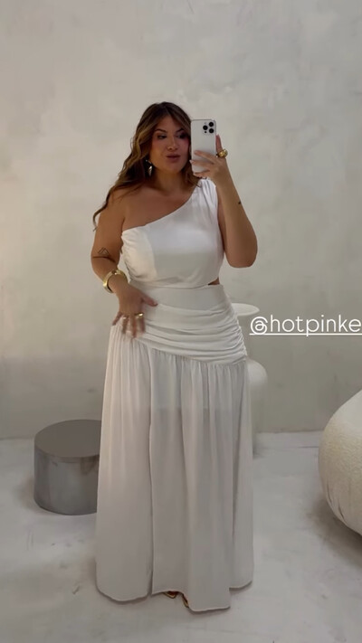 Foto vestido longo grego fluido hotpink