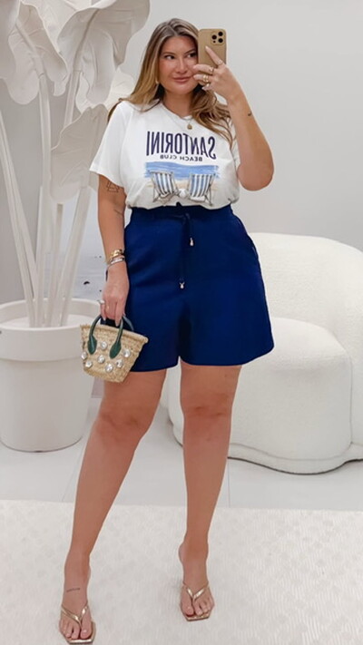 Foto shorts alfaiataria soft quebela