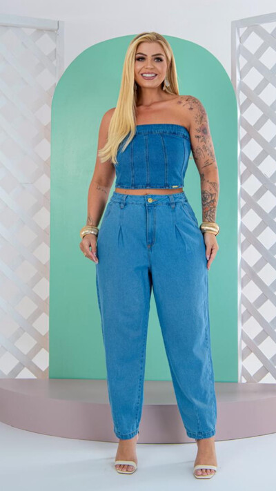 Fotocropped jeans 100% algodao brunf