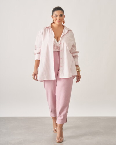 Foto Camisa listrada+cropped com renda kayla