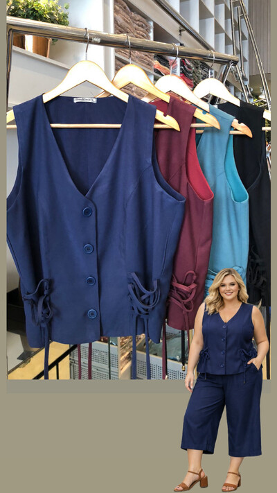 Foto colete alfaiataria viscose sarjado com tiras predil