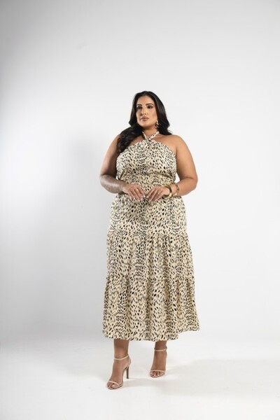 Fotopre venda saia longa animal print elegance crepe italy