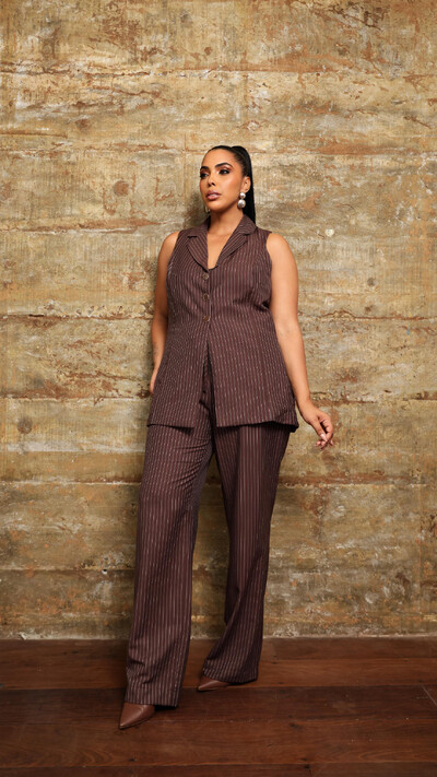 Fotopre venda calca alfaiataria risca de giz loren upper