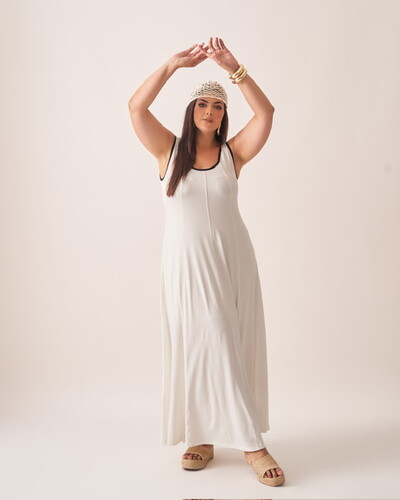 Foto vestido malha de viscose bicolor kayla