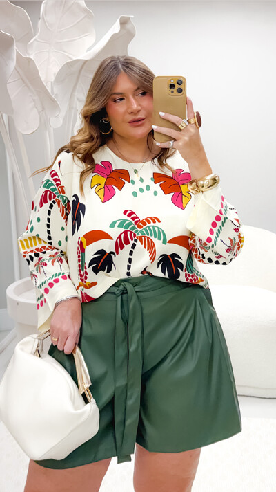 Foto blusa estampada com manga longa libe