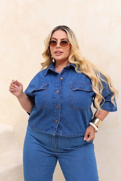 Foto camisa jeans escura gringo brunf provador