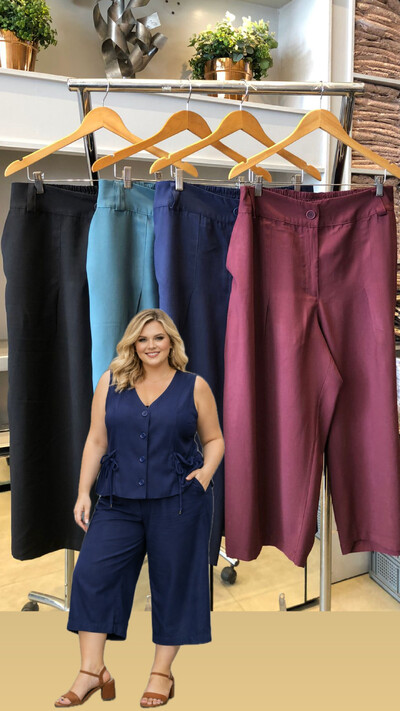 Foto calca pantcourt viscose sarjada predil