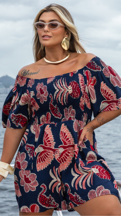 Foto Pre venda macaquinho viscose estampa digital mr fr