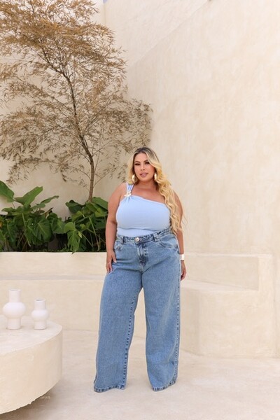 Foto calca widleg azul jeans karol liso f