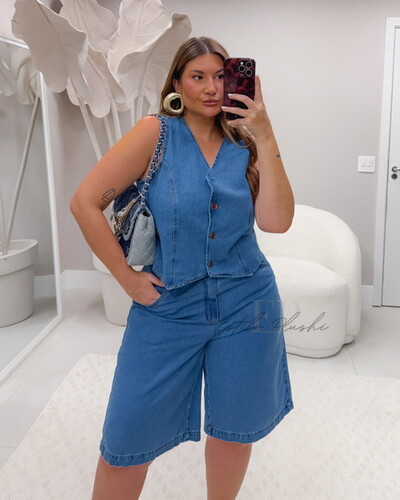 Foto colete jeans 100%celia brunf provador