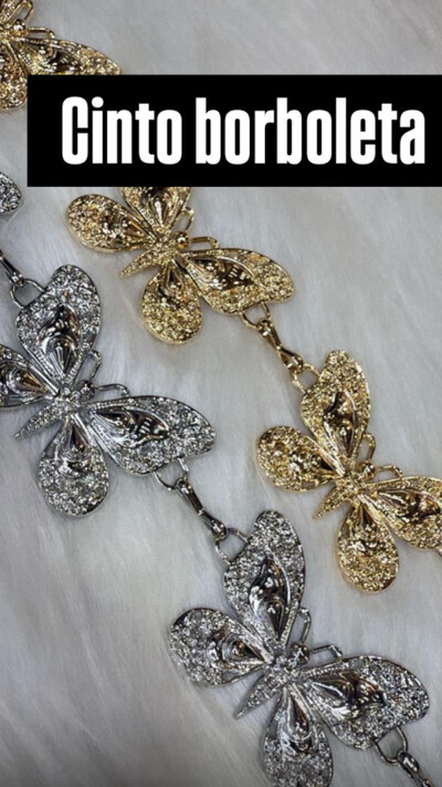 Foto cinto metal borboleta 135cm
