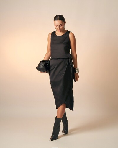 Foto saia midi melissa acetinado poliester kayla