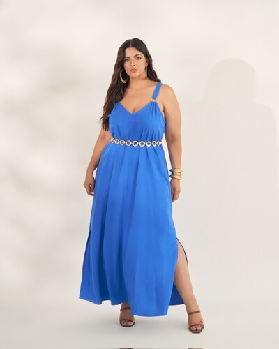 Foto vestido longo com argolas quebela