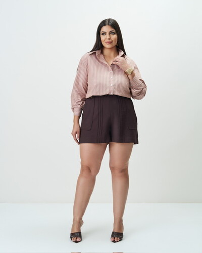 Fotocamisa listrada tricoline quebela