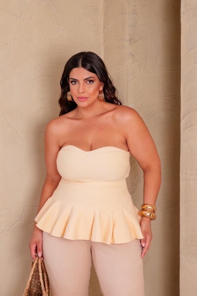 Fotoblusa peplum tricot modal planet