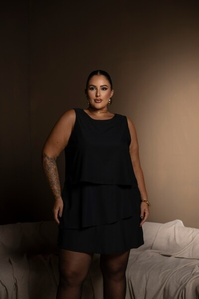 Fotopre venda vestido macaquinho camadas divas