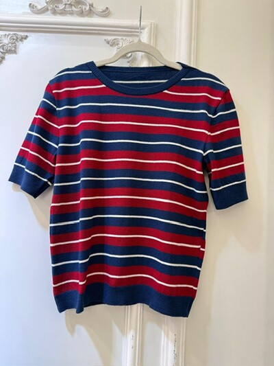 Foto blusa tricot listras manga curta licia planet