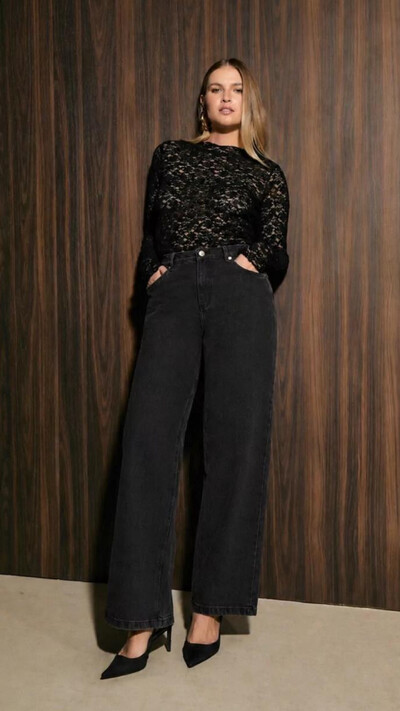 Foto calca wide dark izzat jeans