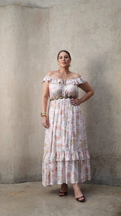 Foto vestido longo floral classic jabour viscose quebela