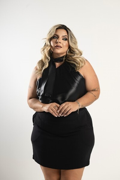 Foto pre venda blusa cetim chocker requinte milan