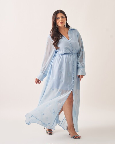 FotoVestido cibele azul botoes liso kayla