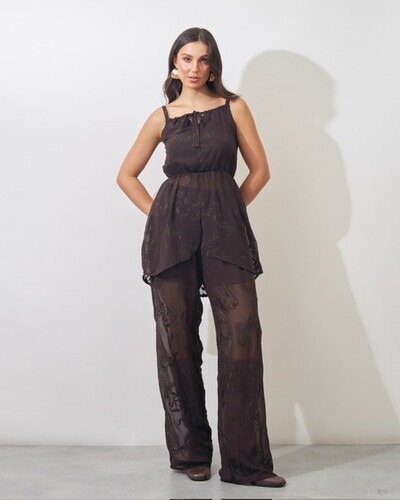 Foto calca crepe com forro de shorts crepe trabalhado juli kayla