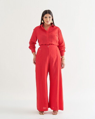 Foto conjunto camisa e calca linho quebela