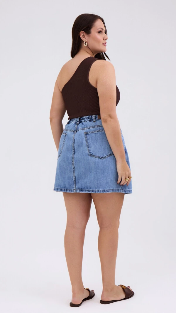 saia jeans azul claro izzat